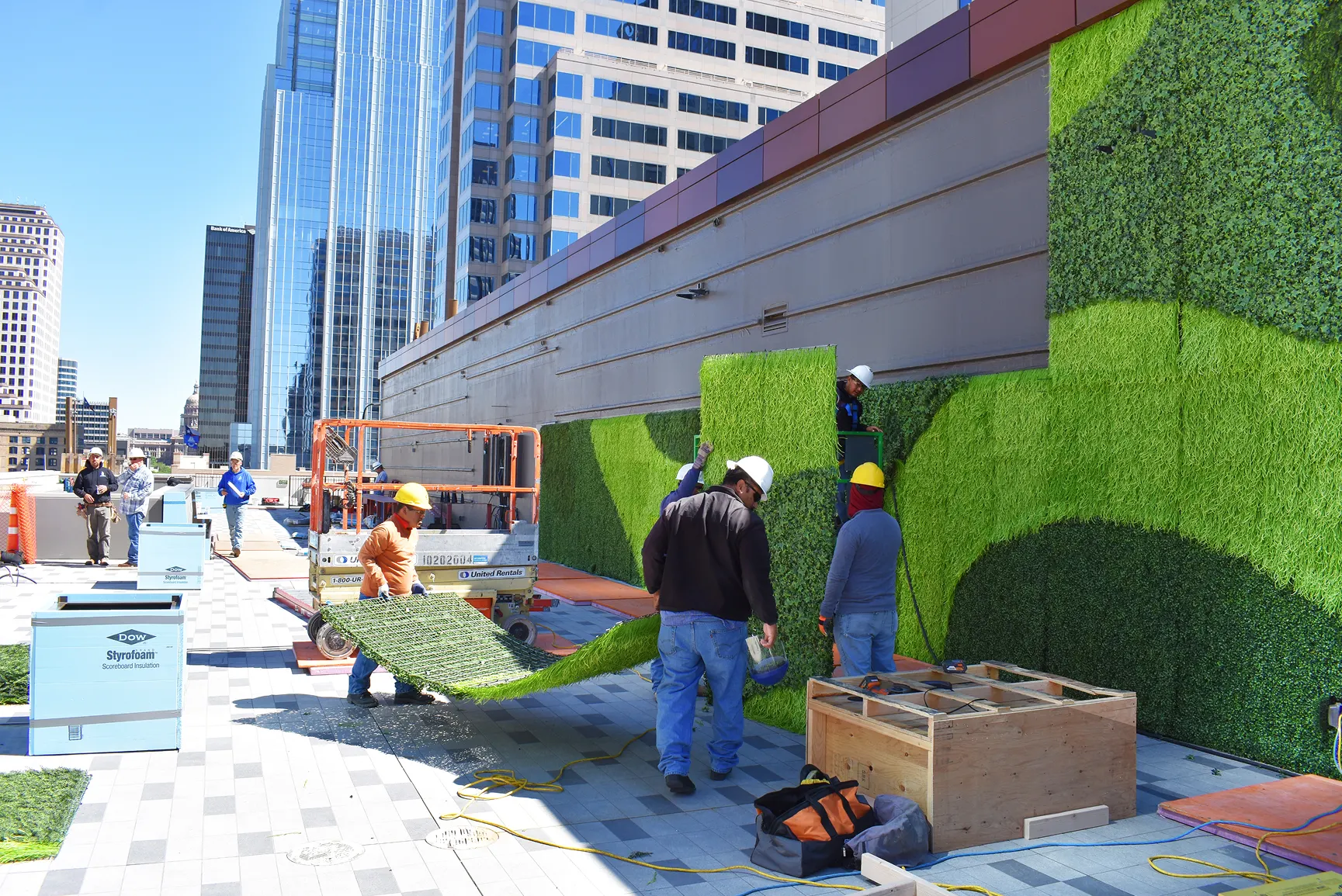 Green wall rooftop installation